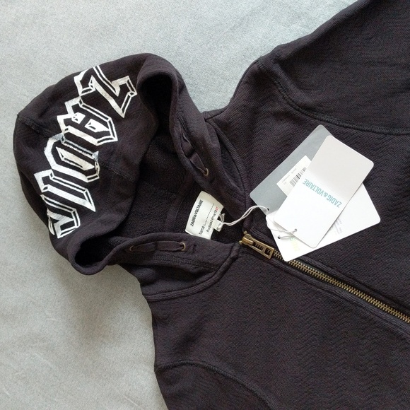 NWT Zadig& Voltaire Black Hooded cardigan Size 10 - Picture 2 of 10